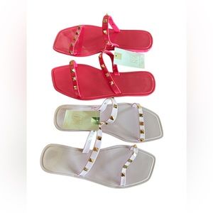 BFNY JELLY SANDALS flats SIZE 9/10  set of two lavender & fuchsia NWT